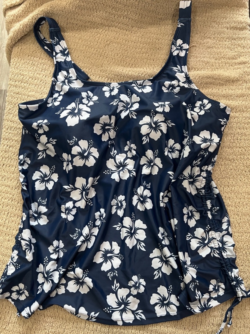 NWT BloomChic Navy Blue and White Floral Swim Top
